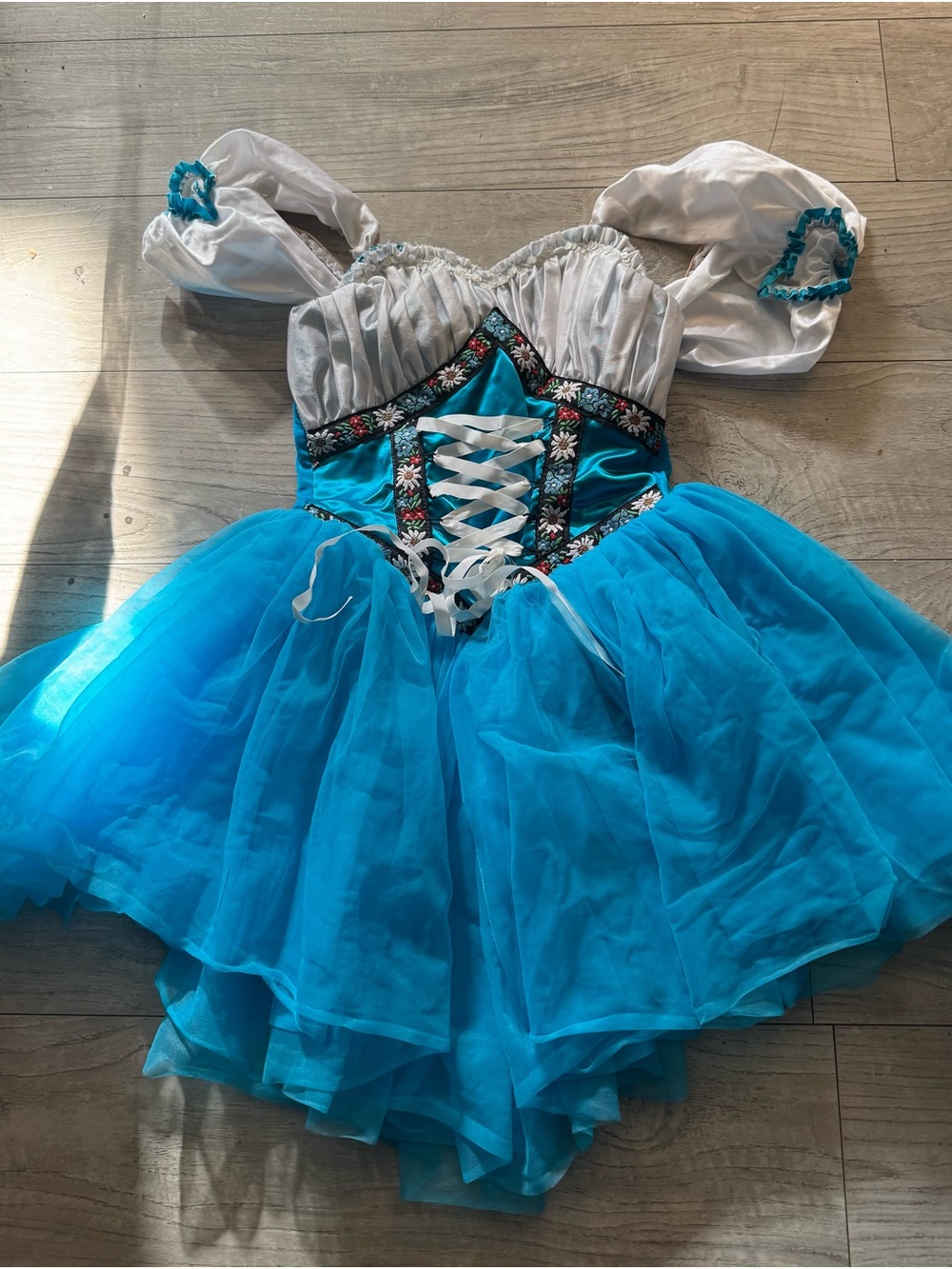 Girls' Turquoise and White Bavarian-Style Halloween Costume Dress